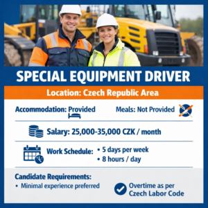 Special equipment driver job opportunity in Czech Republic for foreign workers